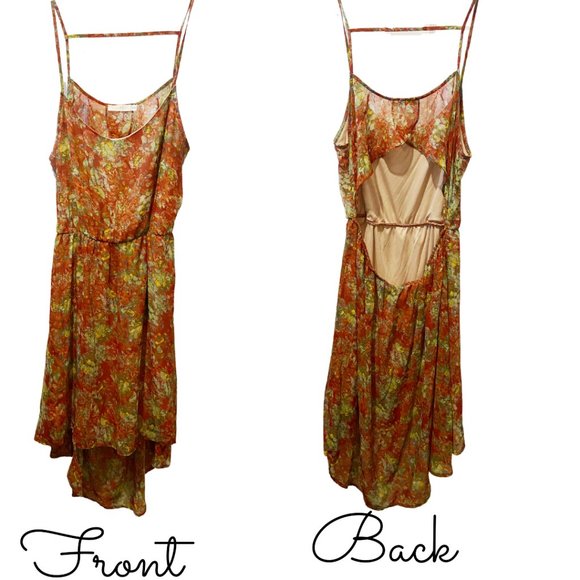 Lush open-back spaghetti chiffon floral dress sz L - Picture 1 of 5